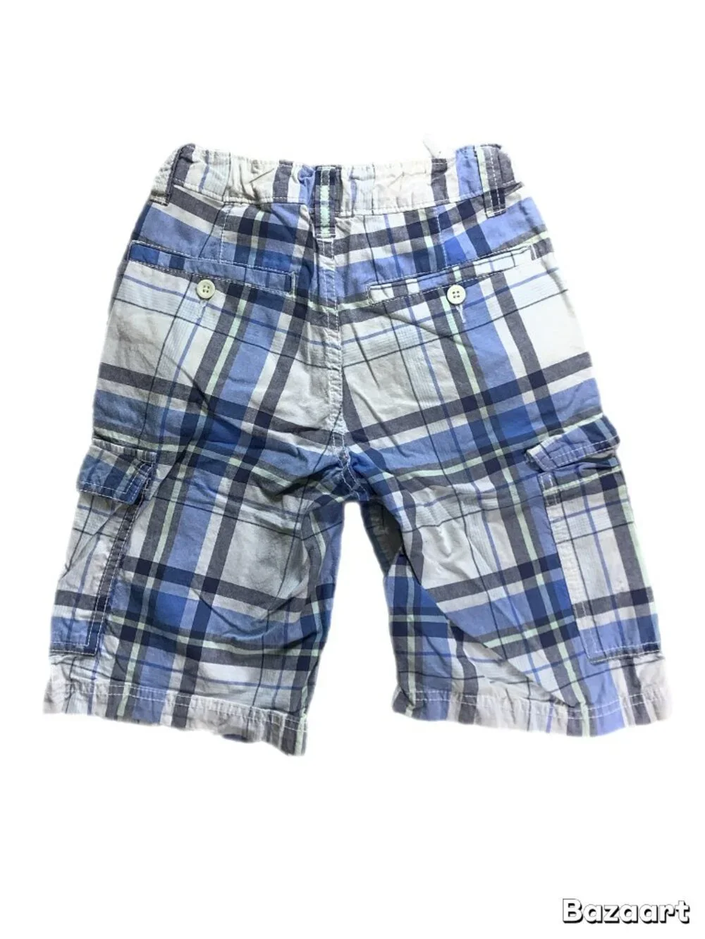 Lot of 2 Old Navy Boys Shorts Size 8 Plaid & Khaki Cargo Built-In Belts